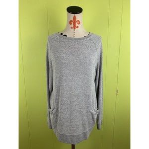Women’s Sweater Sz M Gray Poolover Long Sleeve Crewneck Pockets